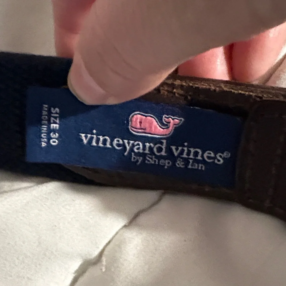 Vineyard Vines Men’s Sailboat Pattern Blue and Brown Belt